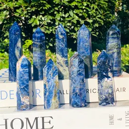 Natural Blue Smelting Crystal Quartz Tower Quartz Point Clear Crystal Obelisk Wand Healing Crystal.