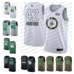 커스텀 멘스 여성 청소년 어린이 보스턴 '셀틱스'42 Al'Horford 44 Danny''Ainge 46 Aron Baynes Camo Black Blue White Basketball Throsback Jersey