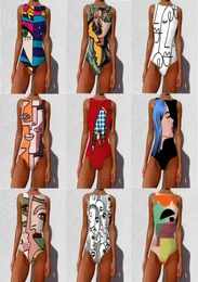 Designer Women039S 2021 Summer One Pieces Swimsuit Abstrakt mönster Tryckt baddräkter Stil Backless Sexig Tankini Swim Wear SW44793357877
