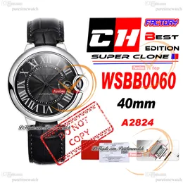 CHF WSBB0060 A2824 Orologio automatico da uomo 40 mm quadrante grigio cinturino in pelle nera Best Edition 36 mm 33 mm orologi svizzeri al quarzo da donna 26 stili donna Puretime B04