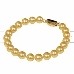 Bellissimo braccialetto AAA+ 910 mm braccialetto di perle in oro dei mari del sud 7,58" NICE LADY BRACELETS