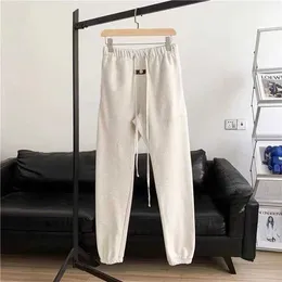 Calça masculina do Essientialspant Plus de pelúcia ess mesmo estilo oitava temporada de linha dupla de comprimento FGO High Street Logo Casual Casual Casual sobre 3865