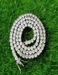 Модные дюймы 4 мм, цепочки со льдом, ожерелья для мужчин и женщин, роскошные дизайнерские блестящие бриллиантовые колье, золото, серебро, теннисная цепочка, jewler5061125