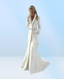 Elegant Fur Women Wedding Dresses Bridal Jacket Lapel Neck Bridal Wrap Long Sleeve Winter Coats for Wedding Bolero Coat Plus Size 9227607