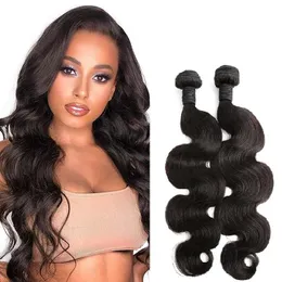 Wefts Indian Hair Virgin Human Hair Weaves 10 "24" Toppklass Hårvärda tillägg 2 st dubbla inslaget Natural Color Bellahair