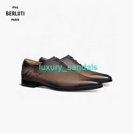 BERLUTI Scarpe eleganti da uomo Scarpe oxford in pelle Berluti Primavera ed estate Alessandro Demesure Scarpe oxford in pelle Neo Nero Legno 070 HBGX