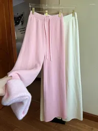 Pantaloni da donna 2024 stile coreano misto lana autunno e inverno vita alta figura lusinghiero pulire addensato casual donne etero