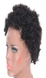 Afro crépus bouclés dentelle avant perruques pour les femmes noires court brésilien Remy cheveux humains perruque couleur naturelle 130 densité2138696