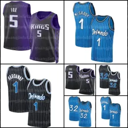 Custom Herren Frauen Jugend Kinder Deaaron 5 Fox Tracy 1 McGrady Penny Hardaway Basketball Trikots Magics Jersey Schwarzblau Purple White Retro