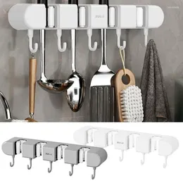 Hooks Multi-Purpose Wall Mounted Broom Organizer With 5 Heavy Duty Mop Hanger Holder For Kitchen Bathroom