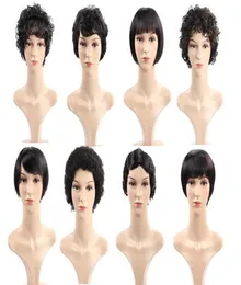ISHOW CABLA CORTA RECTIVA Cabello virgen brasileño Kinky Curly Wavs Human Hair Wigs 8 pulgada Ninguna de encaje de encaje para mujeres Todas las edades BLA1149193