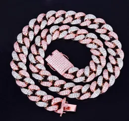 20mm Heavy Silver Rose Colorful Zircon Miami Men039s Cuban Necklace Choker Hip hop Jewelry Big CUBAN Chain 16quot 18quot 206703679