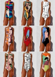 Designer Women039s 2021 Verão One Pieces Swimsuit Padrão Abstrato Impresso Maiôs Estilo Backless Sexy Tankini Swim Wear Sw44798698492