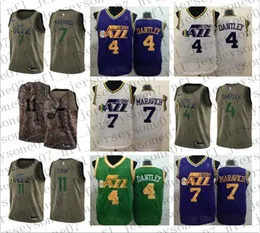 2021 Personalizado Utah Mens Mulheres Juventude Jazzs 4 Adrian Dantley 7 Pete Maravich 11 Dante Exum Branco Azul Camo Retrocesso Basquete Jersey8046984