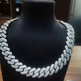 Ожерелье Moissanite Chain Gra 925 Silver Ice Out 12 мм 15 мм 18 мм 20 мм VVS Diamond Cuban Link Mean