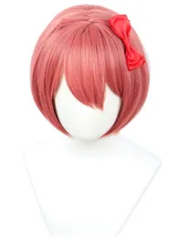 Sayori Wig Halloween Cosplay Costume Red Wig with red bow017950507