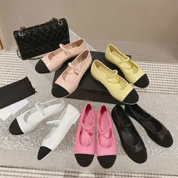 Flache Mary-Jane-Schuhe aus Schaffell mit runder Zehenpartie, Ballerinas für Damen, zum Hineinschlüpfen, Luxus-Designer-Kleid-Tanzschuhe mit Box