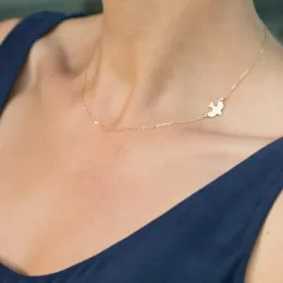 Novas jóias simples liga pássaros 14k colar de ouro clavícula correntes charme das mulheres moda jóias colar maxi para mulher quente