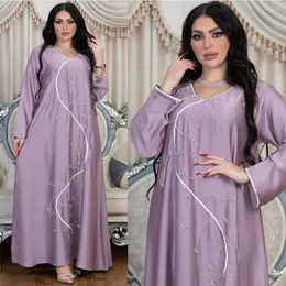민족 의류 무슬림 다이아몬드 Abaya 여성 V- 넥 Long Dress Light Luxury Saudi Arabian Robe Loose Jalabiya 풀오버 Solid Kaftan