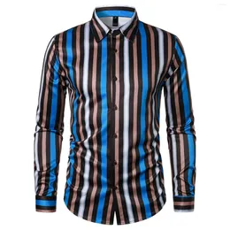 Men's Casual Shirts Mens Vintage Striped Shirt Fashion Luxury Short Sleeve Hawaii Style Clothes