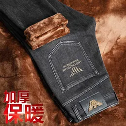 Jeans Veet e marca ispessiti per uomo, piccolo, dritto, elastico, calore integrato, resistente al freddo