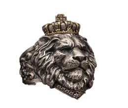 Punk punkowy Pierścień Lion Crown For Men Male gotycka biżuteria 714 Wielka rozmiar277K271B2393737