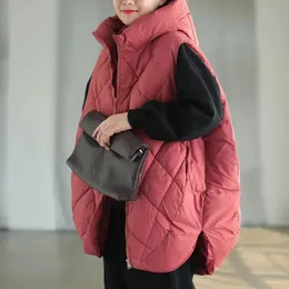 Kamizelki 2021 Zimowe ciepłe kurtki luźne ograniczone swobodne z kapturem bawełniana kurtka luźna kamizelka kamizelka damska płaszcz bez rękawów