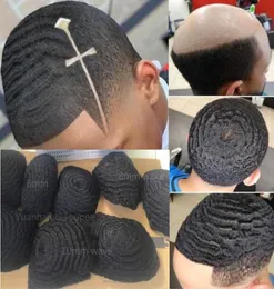 Celebrity Mens Wig Hairpieces 10 mm fala pełna koronkowa toupe czarna 1b Malezji Dziewicze Human Hair Wymiana 4 mm afro perwersy curl pu u3268859