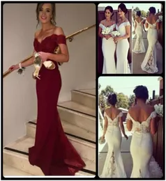 Abiti da sera eleganti rosso vino Abiti da cerimonia per donna con maniche a cappuccio affascinanti Sirena 2020 Abiti lunghi da damigella d'onore Custom Made1061569