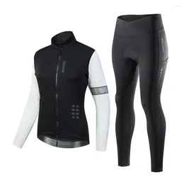Гоночные комплекты, женская осенне-зимняя уличная одежда для велоспорта, морозостойкий теплый брючный костюм с длинными рукавами