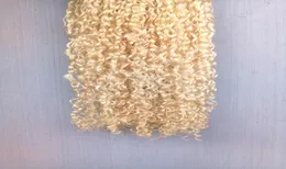 Brazylijska ludzka dziewica Remy ciemne blond włosy Kinky Curly Hair Weft Soft podwójne rozszerzenia włosów Unforted3499798