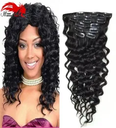 Hannah Product Clip Hair Extension Deep Curly Wave Human Hair Extensions 7a 브라질 헤어 클립 extension9070028