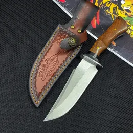 Cuchillo de supervivencia pesado de alta dureza, hoja 9CR18MOV, mango de palisandro, cuchillos de supervivencia para caza, herramienta de autodefensa para acampar EDC