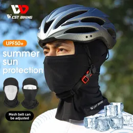 WEST BIKING Cappello da uomo fresco estivo AntiUV Casco da bici Maschera integrale Passamontagna da moto Seta di ghiaccio Traspirante Antipolvere Ciclismo 240102