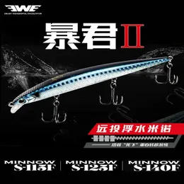 EWE BAOJUN2 Isca de pesca flutuante Minnow S115S125S140F Jerkbait 131721g Wobbler Isca artificial para peixes Pike Truta Sea Bass 240102