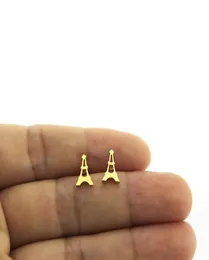 Nova chegada pequena frança torre eiffel brincos de aço inoxidável chapeamento a vácuo goldenear studs jóias para mulheres crianças t1361968632