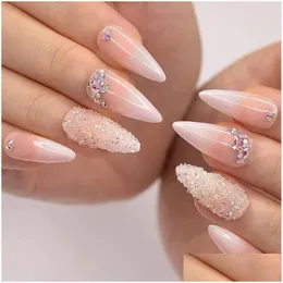 Unhas Falsas Wearable Manicure Amêndoa Falso Destacável Cabeça Afiada Fl Er Nail Dicas de Longo Comprimento Mulheres Drop Delivery Saúde Beleza Arte Salo Otvnz