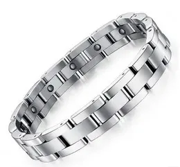 Bangle mais novo design simples moda homens stianless aço poderoso ímã holograma energia energia pulseira magnética benefícios para a saúde