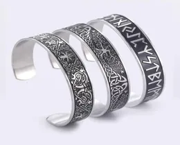 Teamer Brazalete de runas vikingas nórdicas de acero inoxidable Amuleto Wicca Brazalete vintage del árbol de la vida Regalo de joyería para hombres y mujeres 5578087