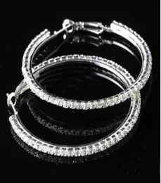 Big Circle ladys Basketball Wives Hoop Earrings With Crystal Rhinestone Dangle Earring 50mm 15 pair8458210