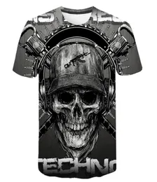 جمجمة T Shirt Men Headon Tshirt Punk Rock Tshirt Gun T Shirts 3D Print Tshirt Tshirt Men Clothing Tops Summer Plus 6xl8919985