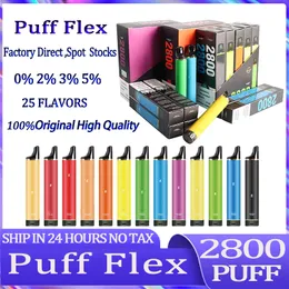 Puff flex 2800 puff 2800 engångsvape e cigaretter vape pods vapes enhetssatser 850mAh batteriverare Förfylld 8 ml vapes engångsspuff