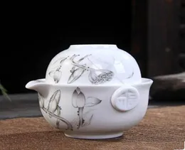 Conjunto de chá de cerâmica inclui 1 pote 1 xícara elegante gaiwan bonito e fácil bule chaleira azul e branco porcelana bule Preference3309682
