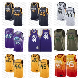 Maglia personalizzata Uomo donna gioventù bambini Utah''Jazz''44 Bojan''Bogdanovic 45 Donovan''Mitchell Camo nero rosso Maglia da basket ritorno al passato