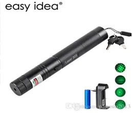 Novos ponteiros laser 303 caneta ponteiro laser verde 532nm foco ajustável bateria e carregador de bateria ue eua vc081 05w sysr9933404