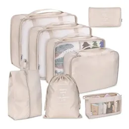 8 Unidsset Bolsas de Almacenamiento de Equipaje de Gran Capacidad Para Empacar Ropa Interior Ropa Interior Cosmética Bolsa Organizadora de Viaje Bolsa de Artículos de Tocador 240102