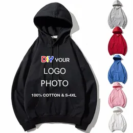 MenWomen Custom hoodies DIY Po Text Print hooded Hoodie Embroidery Customized sweatshirt cotton high quality streetwear 240102