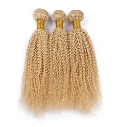 Üst Sınıf Bakire Brezilya Sarışın Saç Uzantıları Kinky Kıvırcık 3pcs 613 Bleach Sarışın İnsan Saç Dokuma Paketleri 1030 Çift 5274142