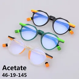 Marcos de gafas de sol Marco de gafas de acetato hecho a mano japonés Hombres Retro Redondo Anteojos recetados Mujeres Ópticas Miopía Lectura Gafas Gafa