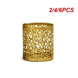 Candle Holders 2/4/6PCS Nordic Golden Iron Aromatic Holder Creative Cup Home Decoration Ornaments Geometric Hollow